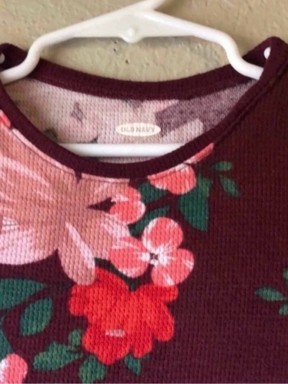 Old Navy Shirt Girls Burgundy Floral Long Sleeve Shirt Casual Top Sz Toddler 4T